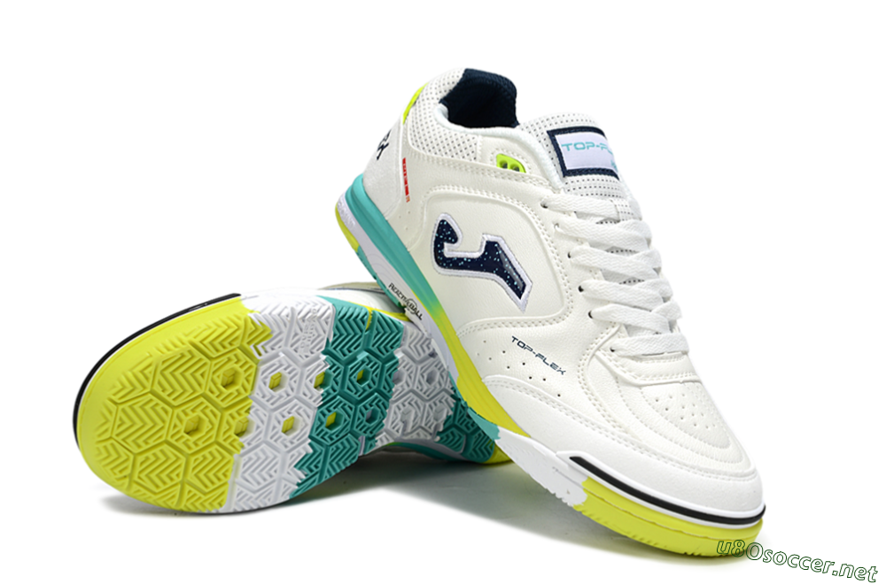 Men's Joma Top Flex IC Football Shoes - White/Yellow/Jade 3
