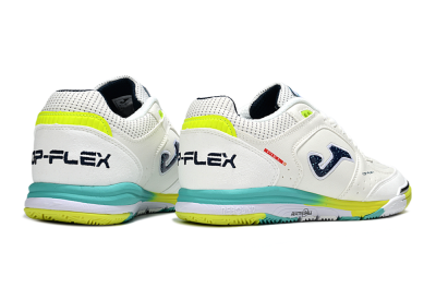 Men's Joma Top Flex IC Football Shoes - White/Yellow/Jade