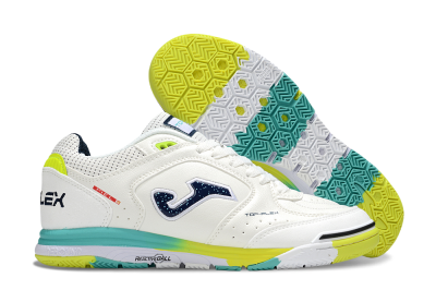 Men's Joma Top Flex IC Football Shoes - White/Yellow/Jade