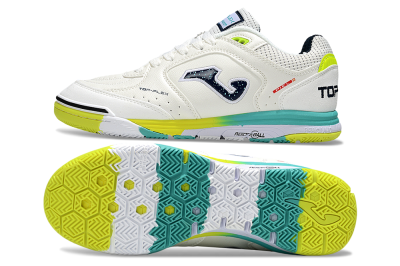 Men's Joma Top Flex IC Football Shoes - White/Yellow/Jade