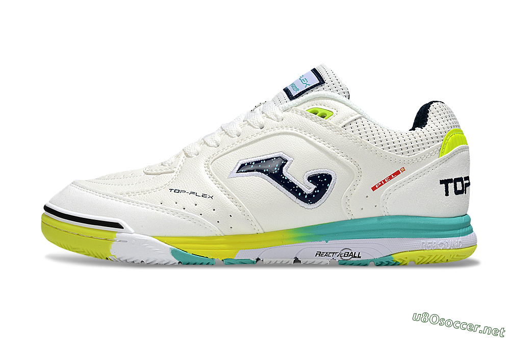 Men's Joma Top Flex IC Football Shoes - White/Yellow/Jade 0