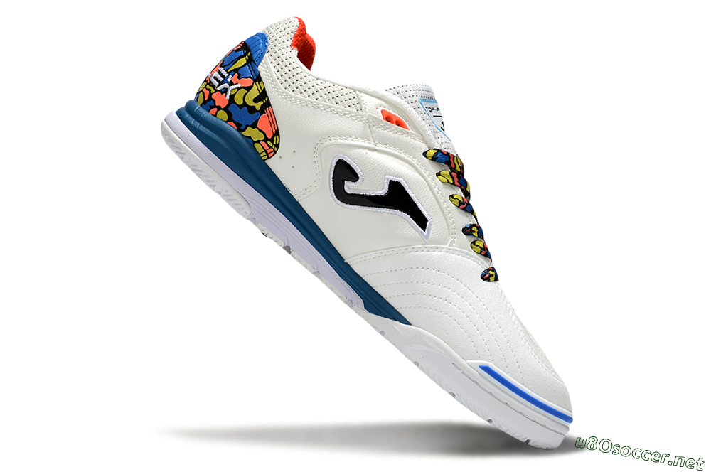 Men's Joma Top Flex IC Football Shoes - White/Black/Blue 4