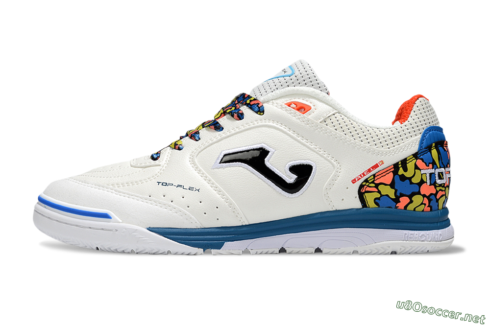 Men's Joma Top Flex IC Football Shoes - White/Black/Blue 0