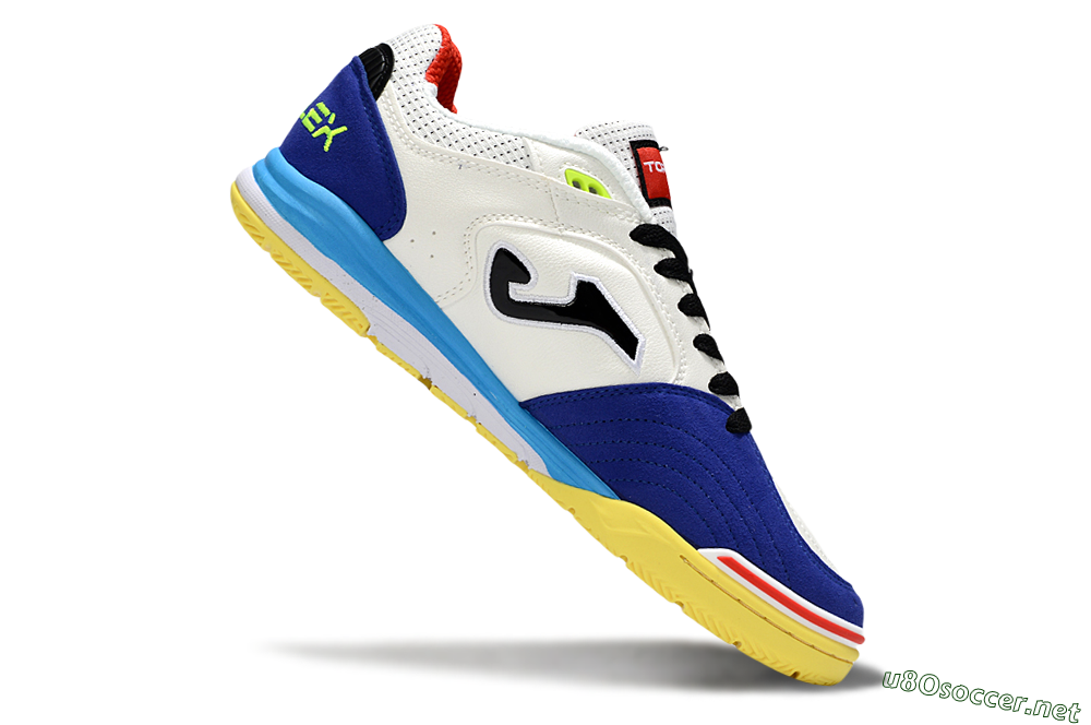 Men's Joma Top Flex IC Football Shoes - White/Black/Blue 4