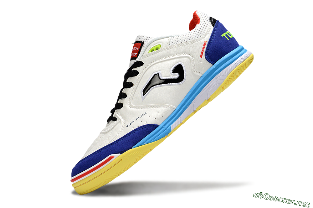 Men's Joma Top Flex IC Football Shoes - White/Black/Blue 5