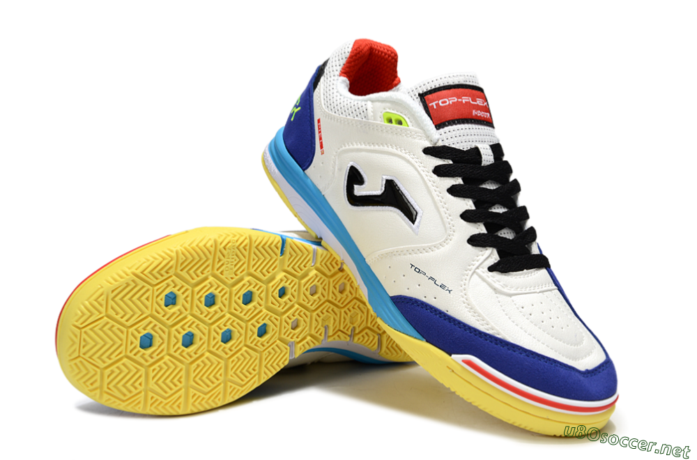 Men's Joma Top Flex IC Football Shoes - White/Black/Blue 3