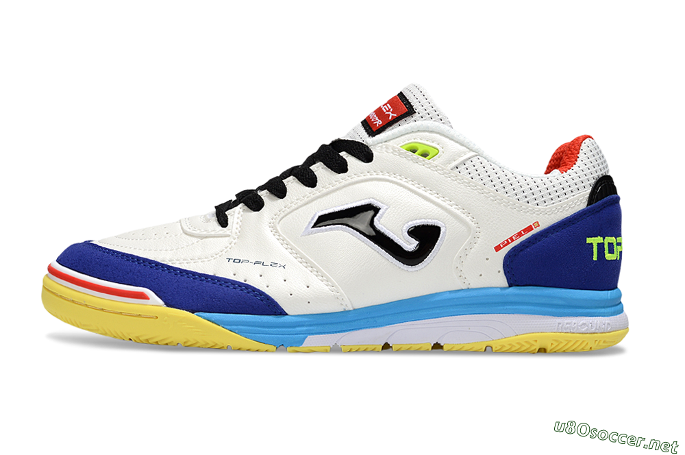 Men's Joma Top Flex IC Football Shoes - White/Black/Blue 0