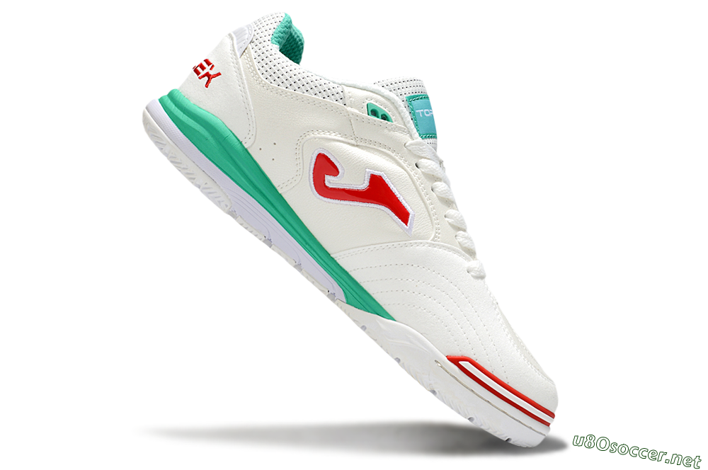 Men's Joma Top Flex IC Football Shoes - White/Red/Green 4