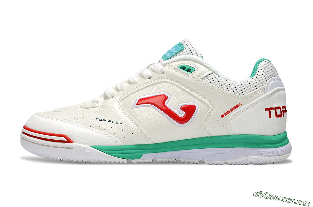 Men's Joma Top Flex IC Football Shoes - White/Red/Green 0