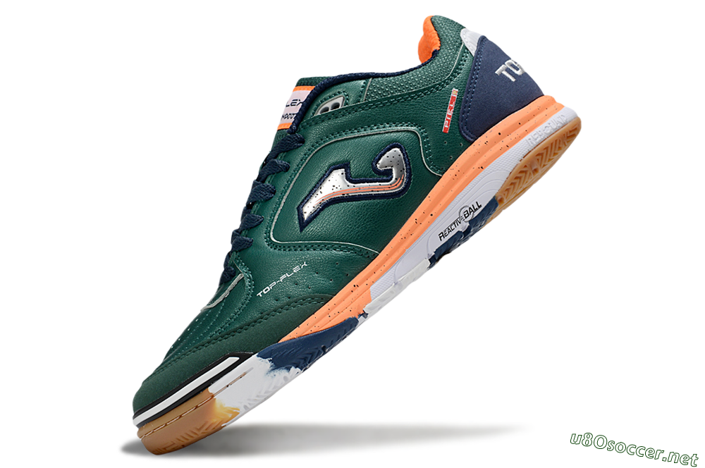 Men's Joma Top Flex IC Football Shoes - Green/Silver/Blue 5