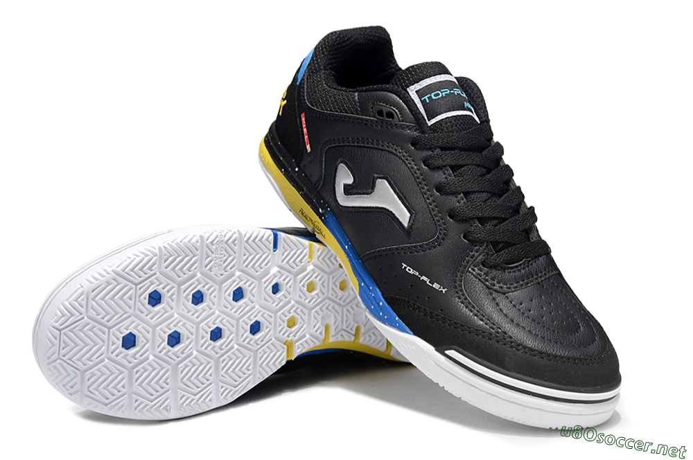Men's Joma Top Flex IC Football Shoes - Black/Silver/Yellow 3