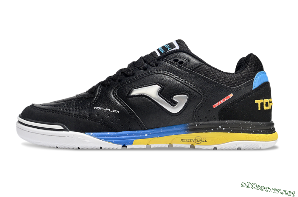 Men's Joma Top Flex IC Football Shoes - Black/Silver/Yellow 0