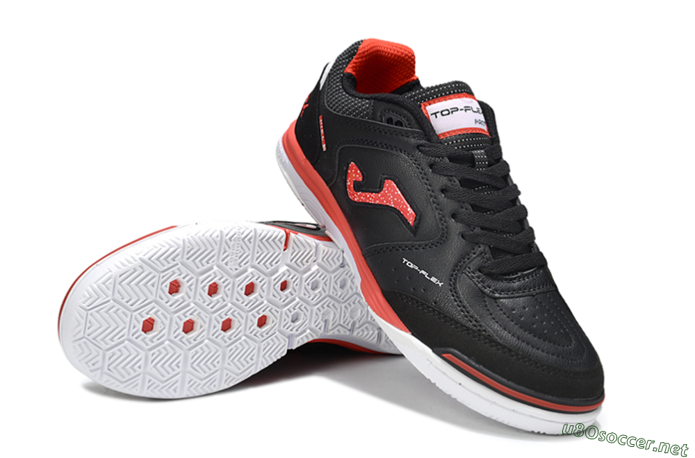 Men's Joma Top Flex IC Football Shoes - Black/Red/White 3