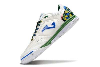 Men's Joma Top Flex IC Football Shoes - White/Blue/Green