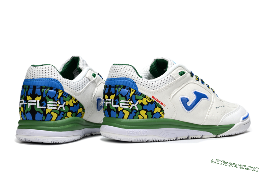 Men's Joma Top Flex IC Football Shoes - White/Blue/Green 6
