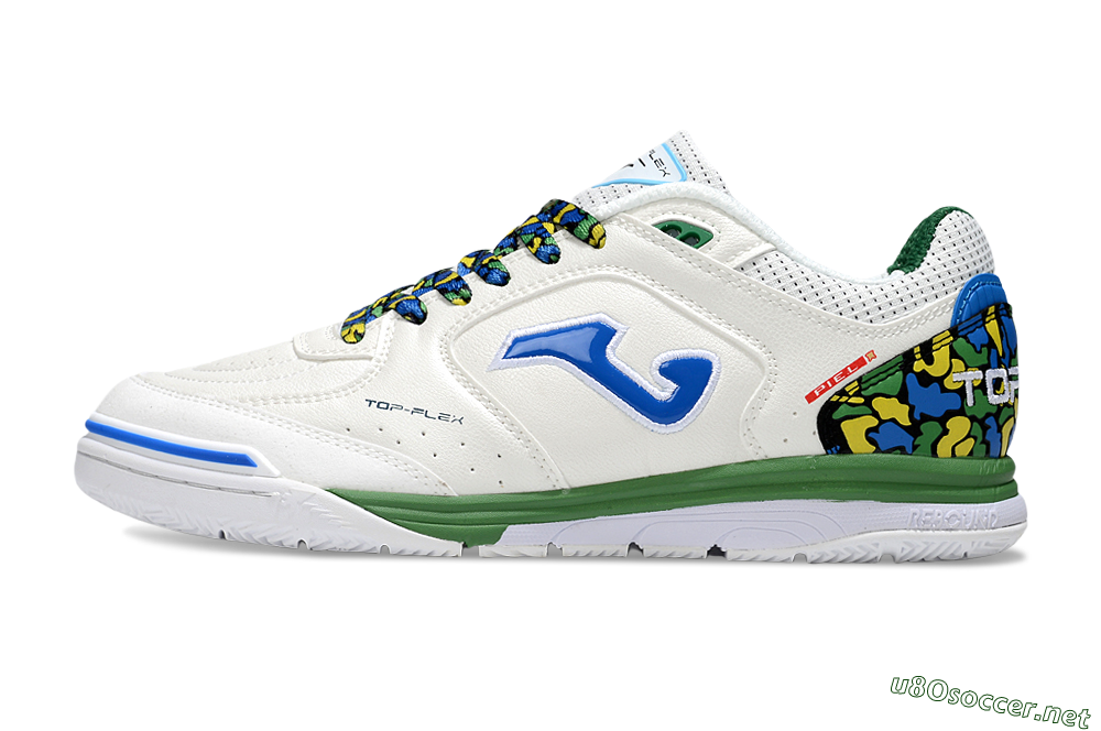 Men's Joma Top Flex IC Football Shoes - White/Blue/Green 0