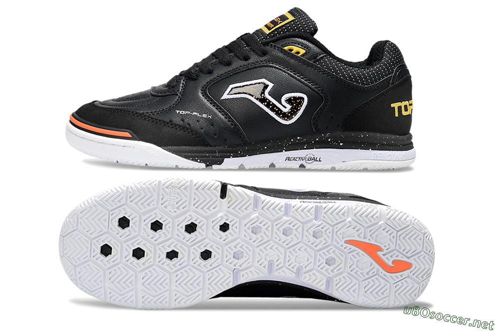 Men's Joma Top Flex IC Football Shoes - White/Black/Yellow 1