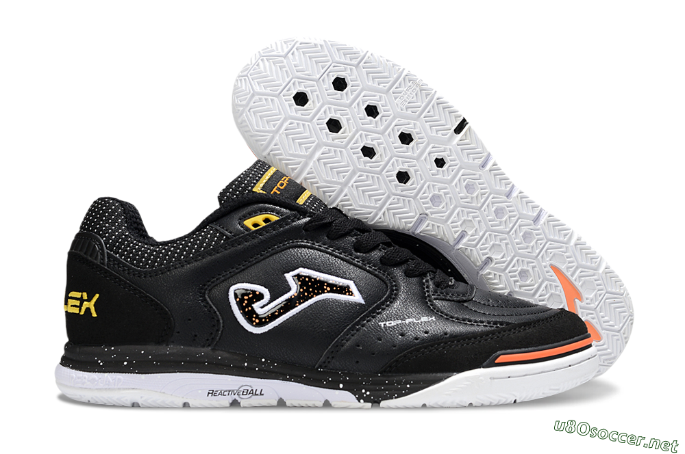 Men's Joma Top Flex IC Football Shoes - White/Black/Yellow 2