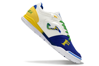Men's Joma Top Flex IC Football Shoes - White/Blue/Yellow