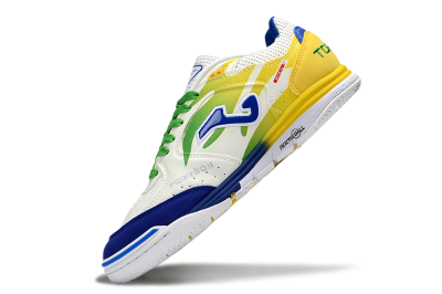 Men's Joma Top Flex IC Football Shoes - White/Blue/Yellow