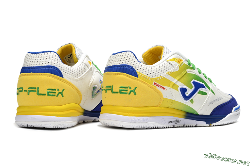 Men's Joma Top Flex IC Football Shoes - White/Blue/Yellow 6