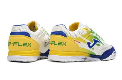 Men's Joma Top Flex IC Football Shoes - White/Blue/Yellow
