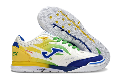 Men's Joma Top Flex IC Football Shoes - White/Blue/Yellow
