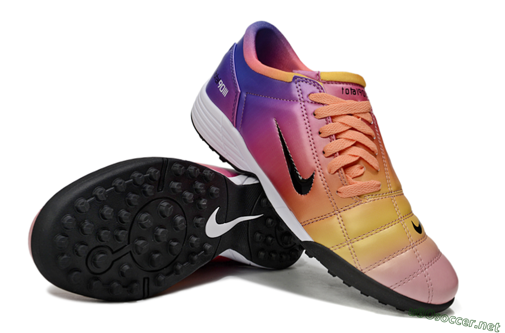 Unisex Nike Total 90 III TF Football Shoes - Pink/Yellow/Purple 3
