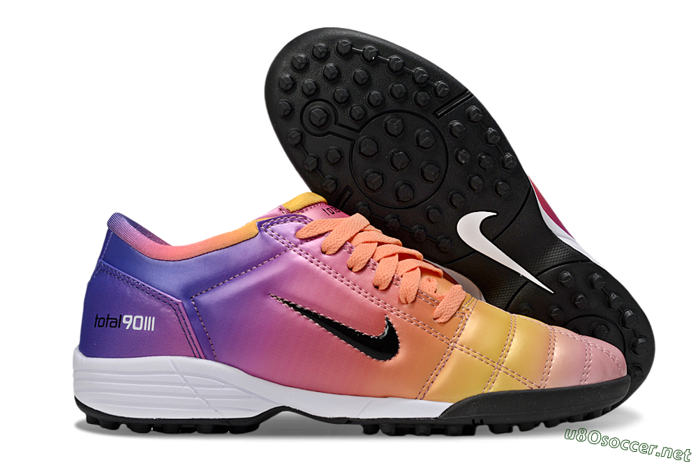 Unisex Nike Total 90 III TF Football Shoes - Pink/Yellow/Purple 2