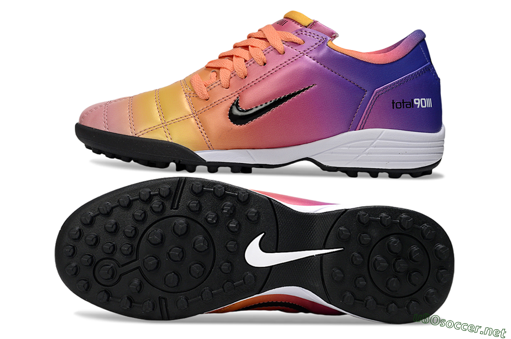 Unisex Nike Total 90 III TF Football Shoes - Pink/Yellow/Purple 1