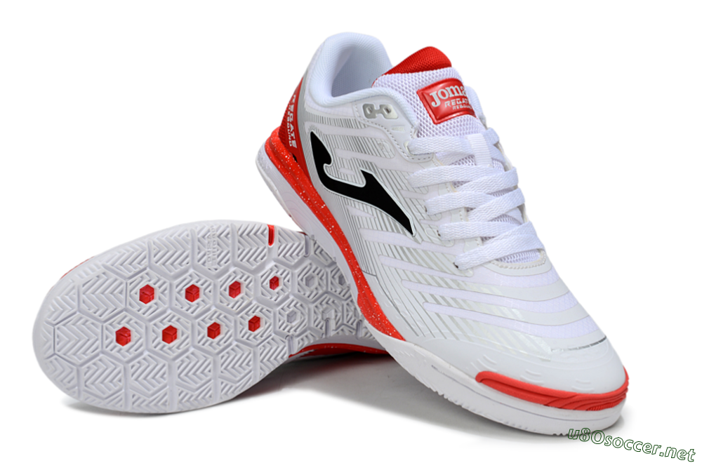 Men's Joma Top Flex IC Football Shoes - White/Black/Red 3