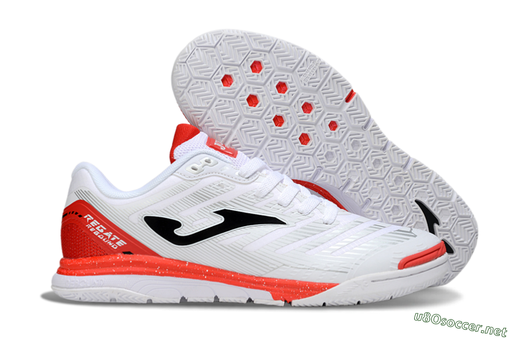 Men's Joma Top Flex IC Football Shoes - White/Black/Red 2
