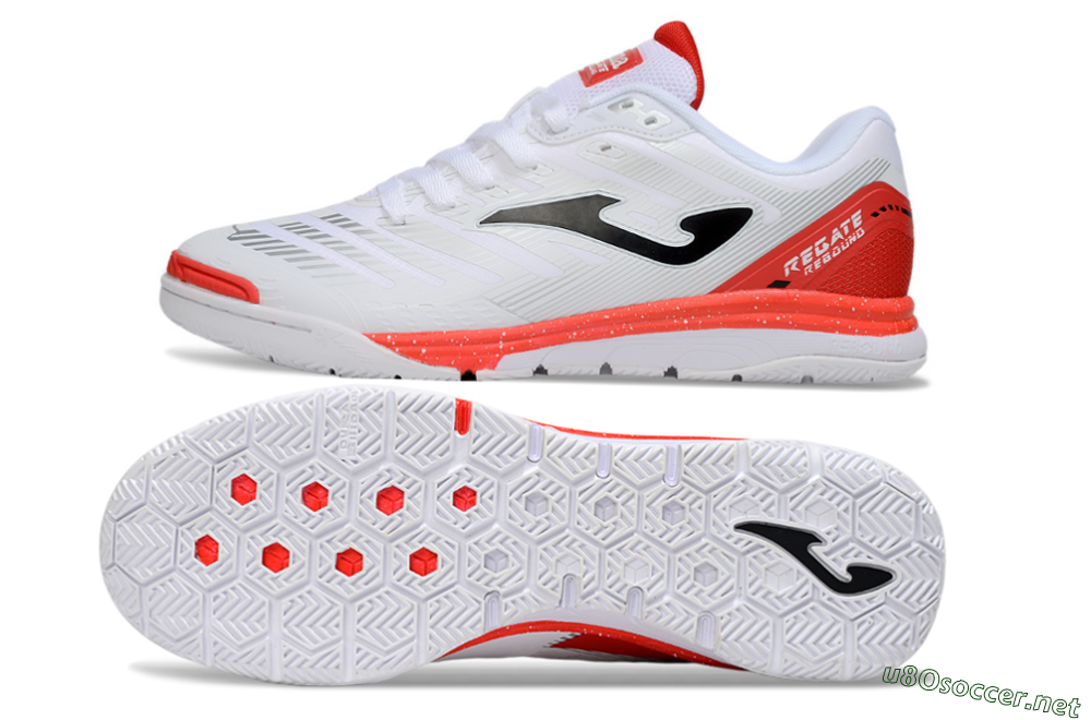 Men's Joma Top Flex IC Football Shoes - White/Black/Red 1