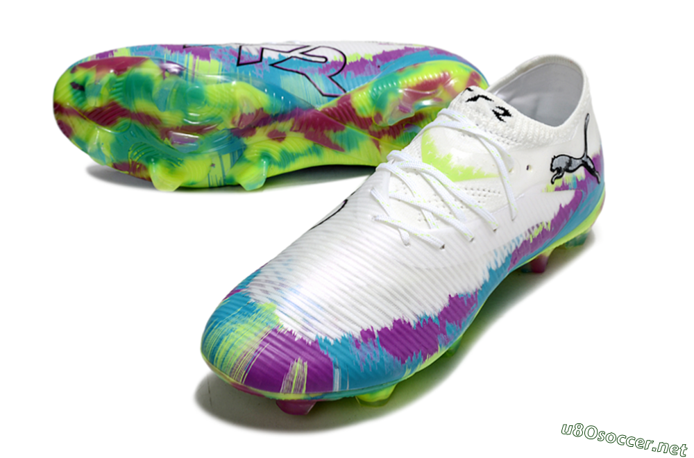 Men's Puma Future 8 Ultimate FG Football Boots - White/Purple/Blue 3