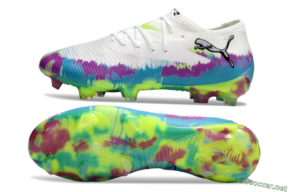 Men's Puma Future 8 Ultimate FG Football Boots - White/Purple/Blue 1