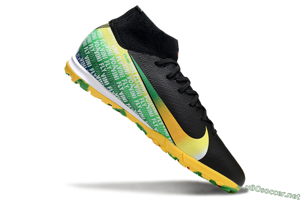Unisex Nike Air Zoom Mercurial Superfly 10 Elite TF Football Shoes - Black/Yellow/Red 4