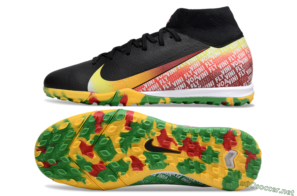 Unisex Nike Air Zoom Mercurial Superfly 10 Elite TF Football Shoes - Black/Yellow/Red 1