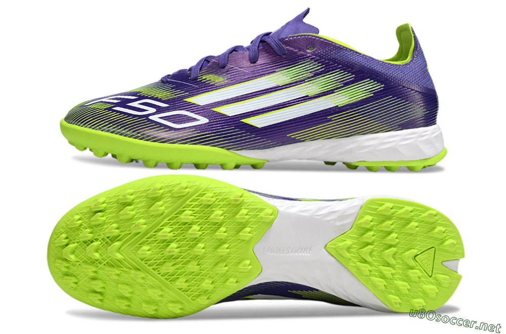 Men's Adidas F50 Pro TF Football Shoes - Purple/Silver/Yellow 1