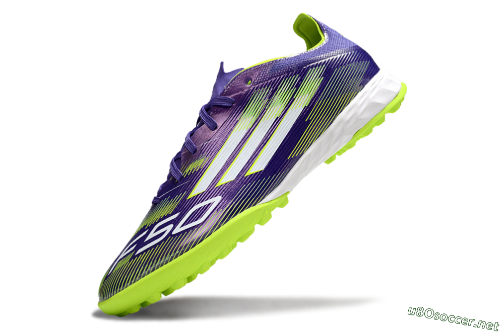 Men's Adidas F50 Pro TF Football Shoes - Purple/Silver/Yellow 5