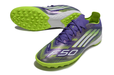 Men's Adidas F50 Pro TF Football Shoes - Purple/Silver/Yellow