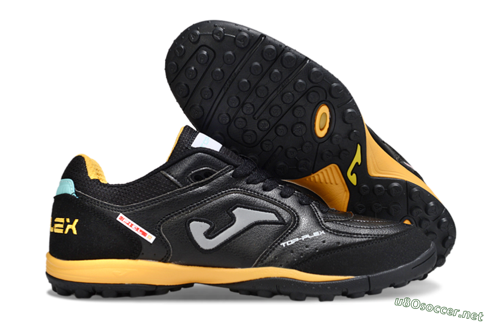 Men's Joma Top Flex TF Football Shoes - Black/Grey/Yellow 2