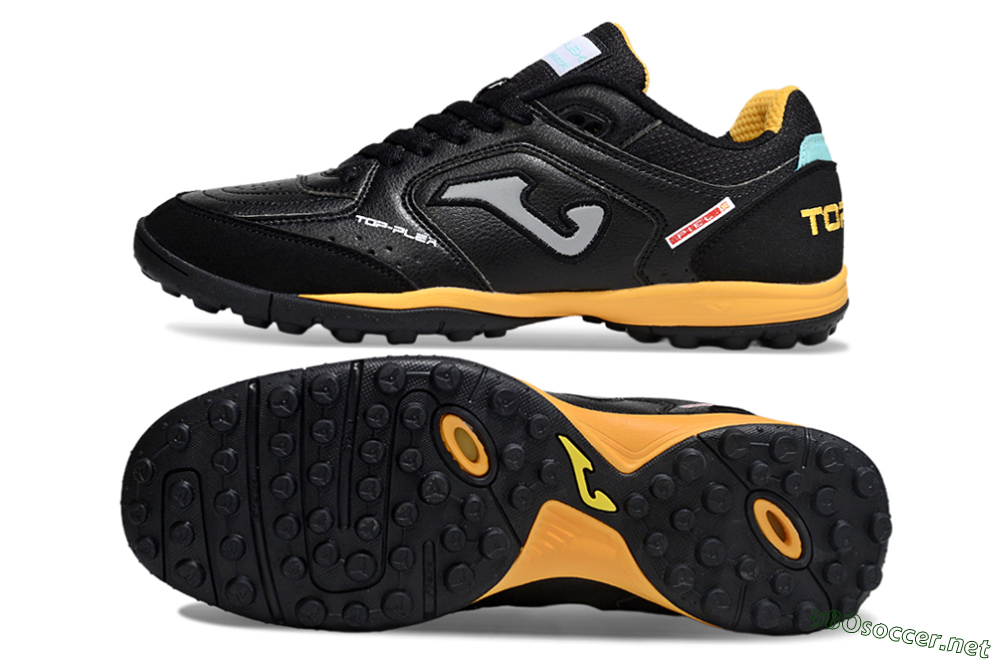 Men's Joma Top Flex TF Football Shoes - Black/Grey/Yellow 1