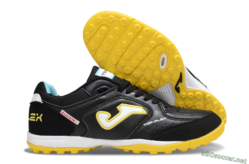 Men's Joma Top Flex TF Football Shoes - Black/White/Yellow 2