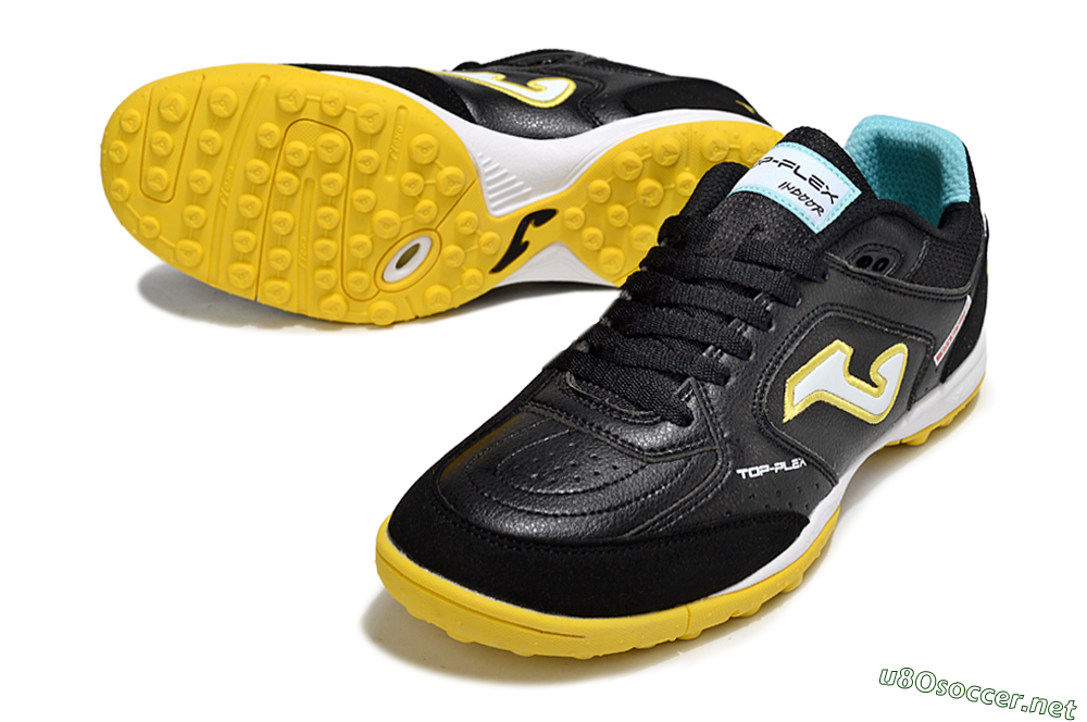 Men's Joma Top Flex TF Football Shoes - Black/White/Yellow 3