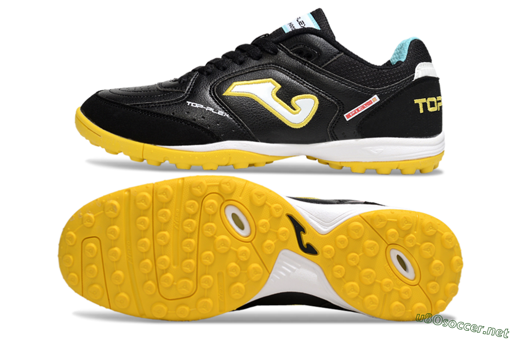Men's Joma Top Flex TF Football Shoes - Black/White/Yellow 1