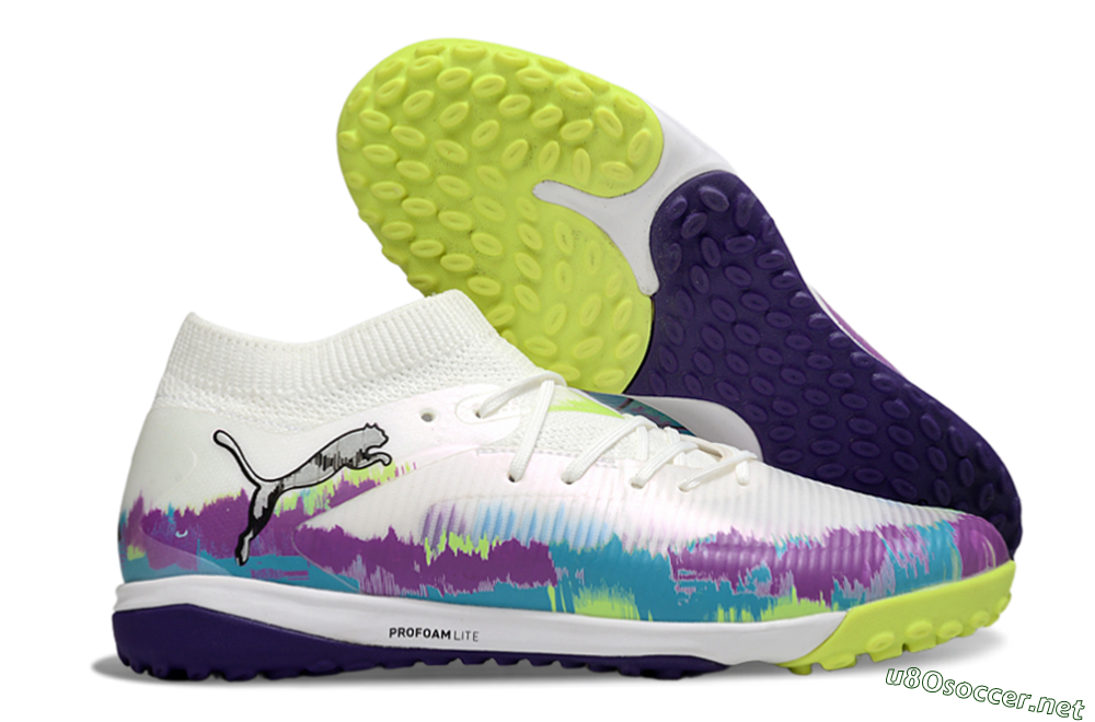 Men's Puma Future 8 Ultimate TF Football Shoes - White/Purple/Blue 2