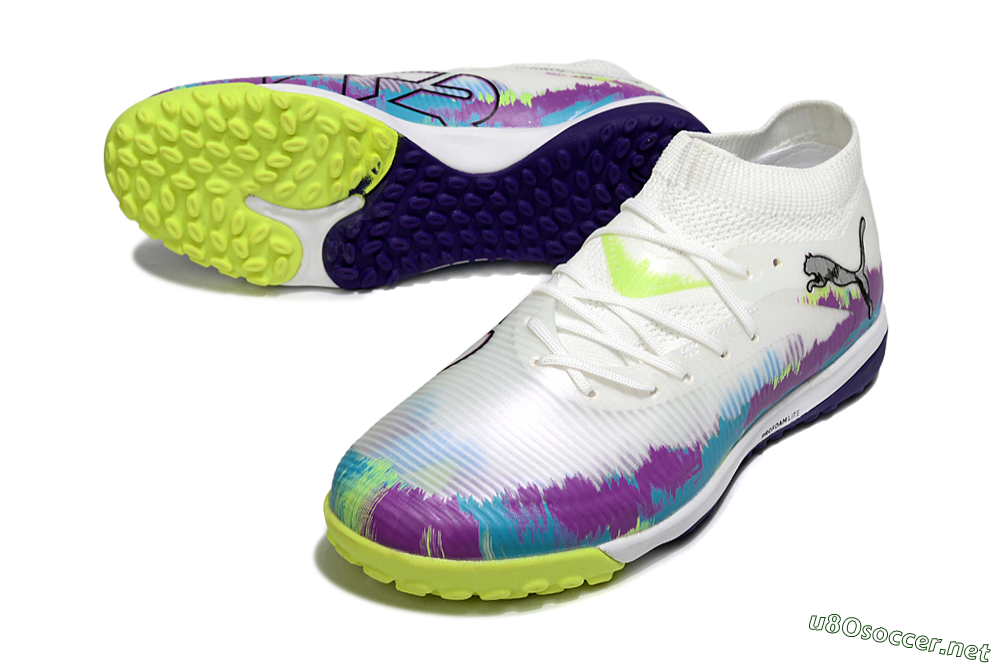 Men's Puma Future 8 Ultimate TF Football Shoes - White/Purple/Blue 3