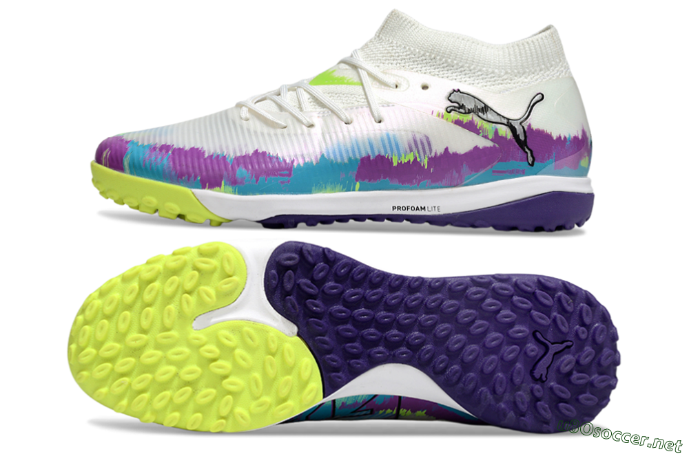Men's Puma Future 8 Ultimate TF Football Shoes - White/Purple/Blue 1