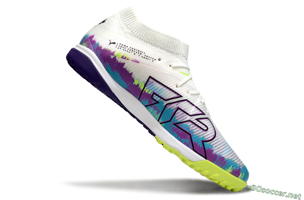 Men's Puma Future 8 Ultimate TF Football Shoes - White/Purple/Blue 4