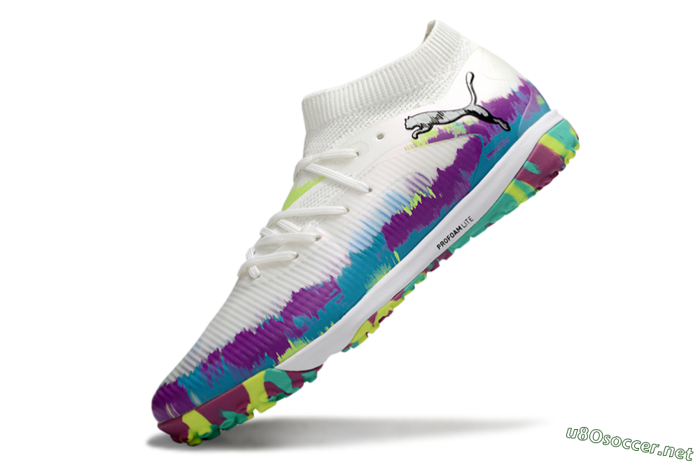 Men's Puma Future 8 Ultimate TF Football Shoes - White/Purple/Blue 5